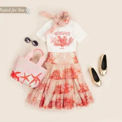 Versace Scarves*Girls Pink Silk Barocco Sea Kids Foulard