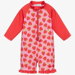 Mitty James Swimwear*Girls Pink Strawberry Sun Suit (UPF 50+)