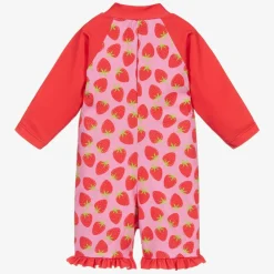 Mitty James Swimwear*Girls Pink Strawberry Sun Suit (UPF 50+)