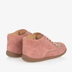 Pom dApi Boots*Girls Pink Suede Leather First Walker Boots