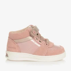 Mayoral Trainers|Trainers*Girls Pink Suede Leather High-Top Trainers