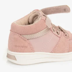 Mayoral Trainers|Trainers*Girls Pink Suede Leather High-Top Trainers