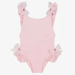 Selini Action Swimwear*Girls Pink Tulle Bow Swimsuit