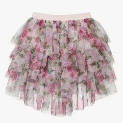 Angels Face Skirts*Girls Pink Tulle Rose Print Skirt PinkRoses
