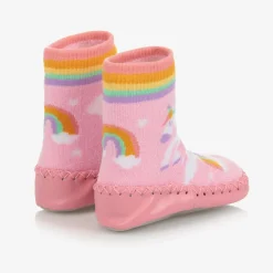 Powell Craft Slippers|Slippers*Girls Pink Unicorn Slipper Socks