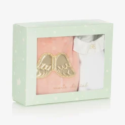 Marie-Chantal Gifts|Babysuits*Girls Pink Velour Angel Wings Babygrow Set