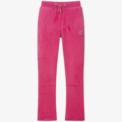 Juicy Couture Trousers*Girls Pink Velour Flared Joggers