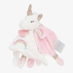 Doudou et Compagnie Sleeping Accessories*Girls Pink Velour Unicorn Doudou (20cm)