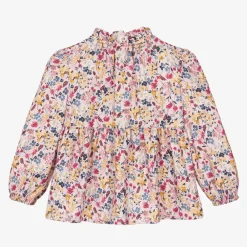 Il Gufo Tops*Girls Pink Viscose Floral Blouse