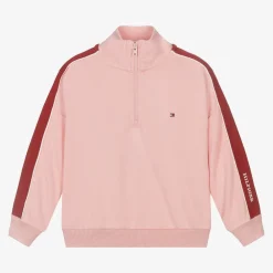 Tommy Hilfiger Tops*Girls Pink Viscose Half-Zip Sweatshirt
