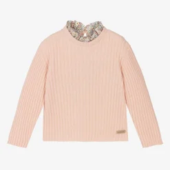 Laranjinha Tops*Girls Pink Wool & Cashmere Knit Sweater