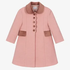 Ancar Coats & Jackets*Girls Pink Wool & Velvet Coat