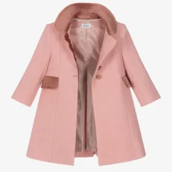 Ancar Coats & Jackets*Girls Pink Wool & Velvet Coat