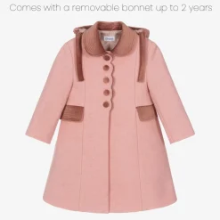 Ancar Coats & Jackets*Girls Pink Wool & Velvet Coat