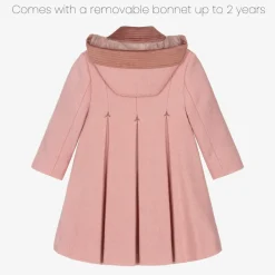 Ancar Coats & Jackets*Girls Pink Wool & Velvet Coat