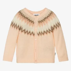 Molo Tops*Girls Pink Wool Fair Isle Cardigan PetalBlush