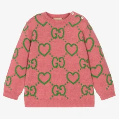 Gucci Tops*Girls Pink Wool GG Sweater