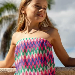 Nessi Byrd Swimwear*Girls Pink Zigzag Crochet Lace Jumpsuit (UV50)