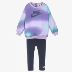 Nike Outfit Sets*Girls Purple & Blue Cotton Leggings Set