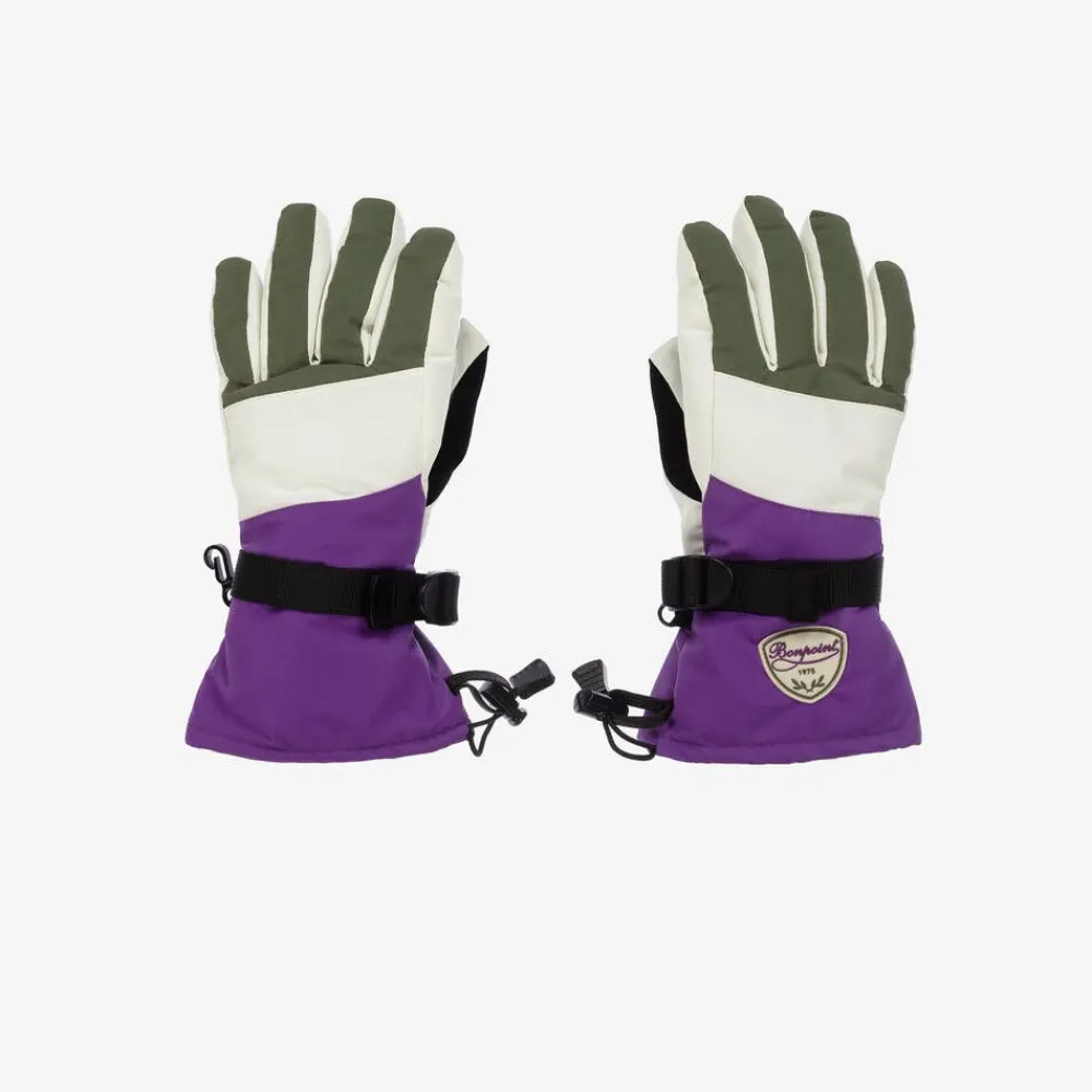 Bonpoint Snowwear*Girls Purple & Green Padded Ski Gloves