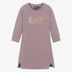 EA7 Emporio Armani Dresses*Girls Purple Cotton EA7 Sweatshirt Dress