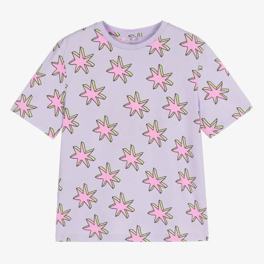 Stella McCartney Kids Tops*Girls Purple Cotton Star T-Shirt