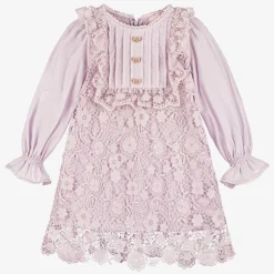 Tutu du Monde Dresses*Girls Purple Guipure Floral Lace Dress