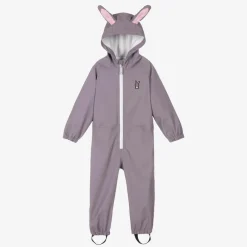 Roarsome Coats & Jackets*Girls Purple Hop The Bunny Rainsuit Grey
