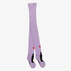 Wauw Capow Tights|Tights*Girls Purple Organic Cotton Cat Tights