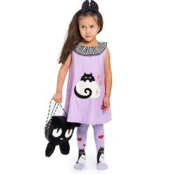Wauw Capow Tights|Tights*Girls Purple Organic Cotton Cat Tights