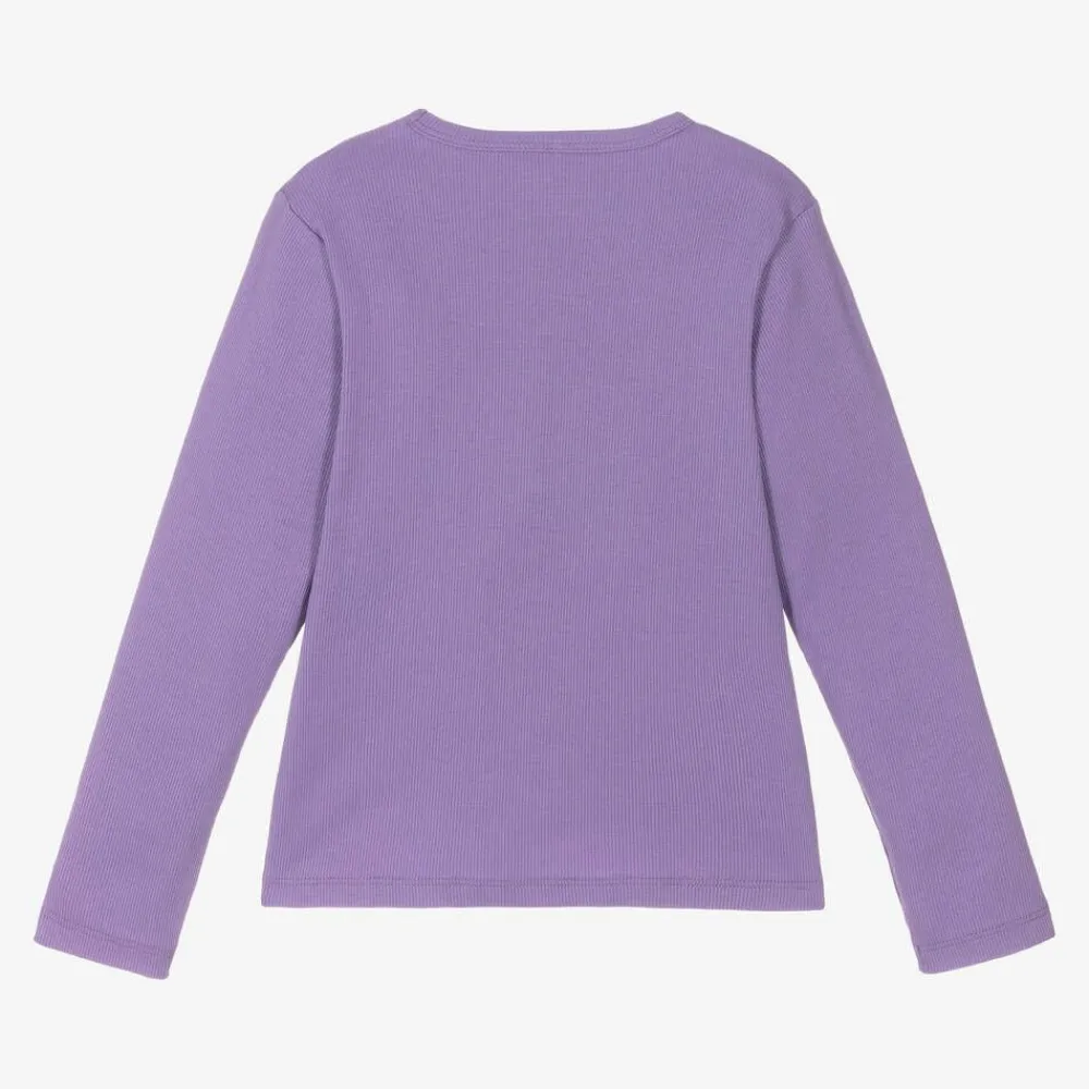 Mini Rodini Tops*Girls Purple Organic Cotton Ribbed Top