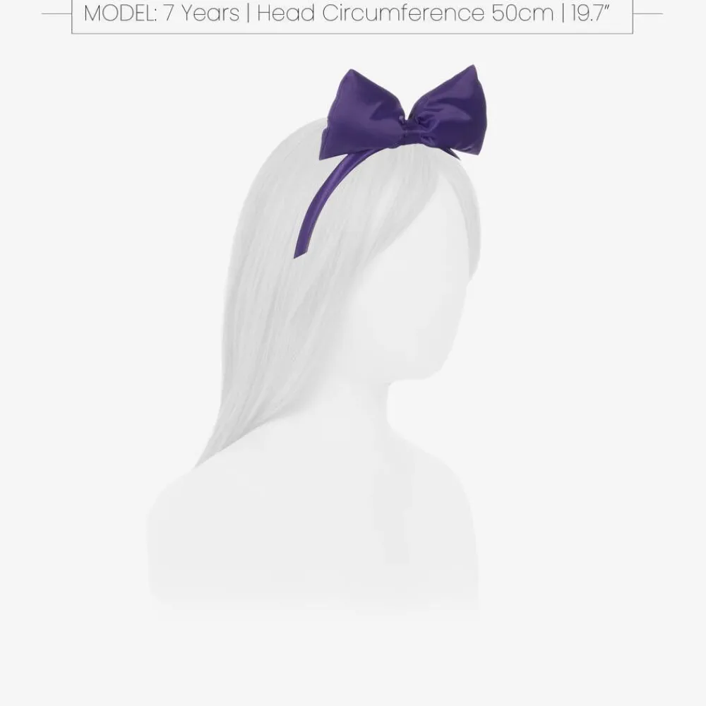 Mini Rodini Hair Accessories*Girls Purple Satin Bow Hairband