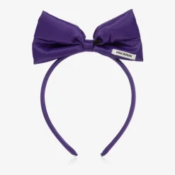 Mini Rodini Hair Accessories*Girls Purple Satin Bow Hairband