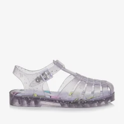 Mini Melissa Jelly Shoes|Jelly Shoes*Girls Purple Star Glitter Jelly Sandals