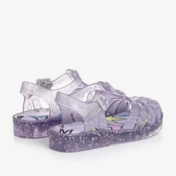 Mini Melissa Jelly Shoes|Jelly Shoes*Girls Purple Star Glitter Jelly Sandals