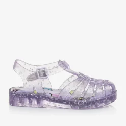 Mini Melissa Jelly Shoes|Jelly Shoes*Girls Purple Star Glitter Jelly Sandals