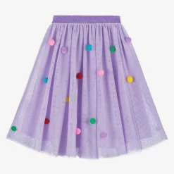 Stella McCartney Kids Skirts*Girls Purple Tulle Pom-Pom Skirt