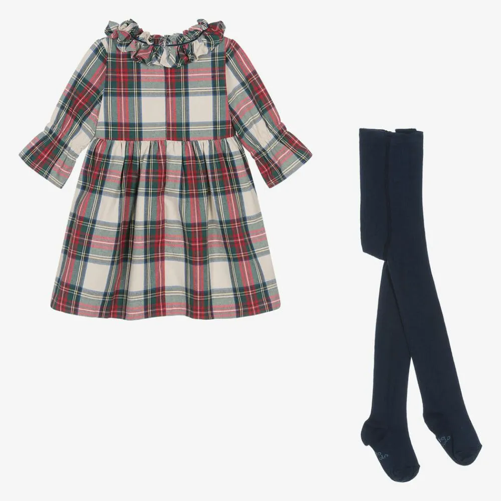 Tutto Piccolo Dresses*Girls Red & GreenTartan Cotton Dress Set