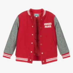 KENZO KIDS Coats & Jackets*Girls Red & Grey K Flower Varsity Jacket