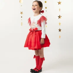 Caramelo Kids Outfit Sets*Girls Red & White Cotton Skirt Set