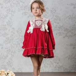 Abuela Tata Dresses*Girls Red Cotton & Lace Dress