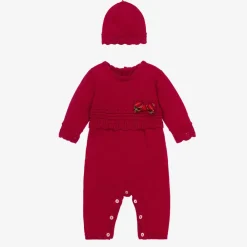Emile et Rose Babysuits*Girls Red Cotton Knit Babysuit Set