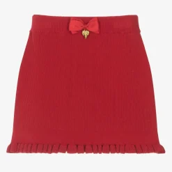 Angels Face Skirts*Girls Cotton Knit Bow Skirt Red