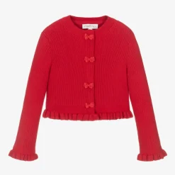 Angels Face Tops*Girls Cotton Knit Cardigan Red