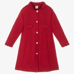 Sarah Louise Coats & Jackets|Coats & Jackets*Girls Red Cotton Knit Coat