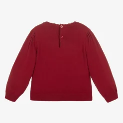 Mayoral Tops*Girls Red Cotton Knit Reindeer Jumper