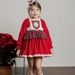 Abuela Tata Dresses*Girls Red Cotton Tartan Dress