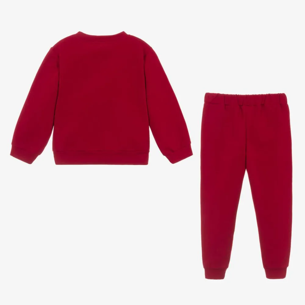 Patachou Tracksuits*Girls Red Cotton Teddy Bear Tracksuit