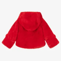 Bowtique London Coats & Jackets*Girls Red Faux Fur Hooded Jacket