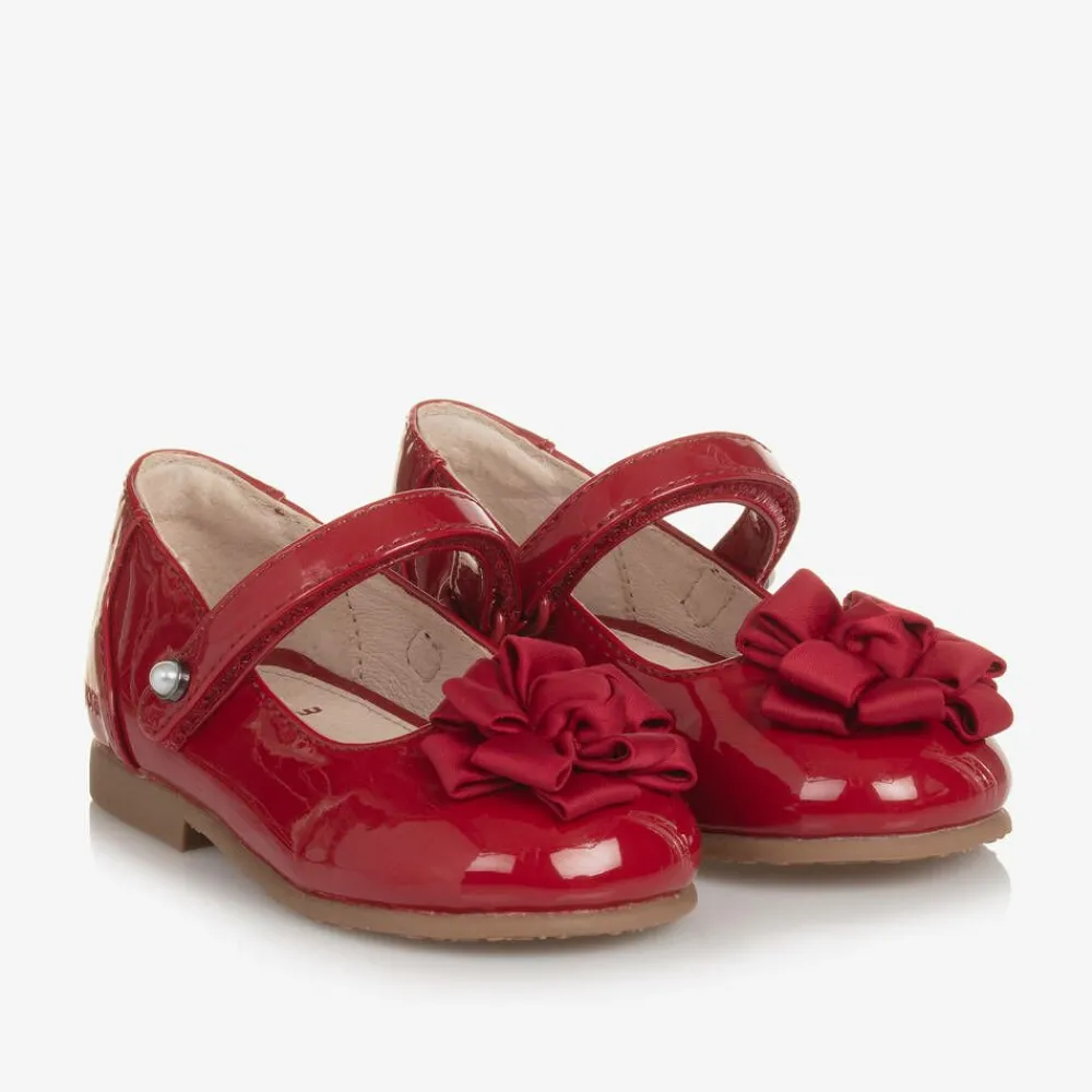Mayoral Bar Shoes|Bar Shoes*Girls Red Faux Patent Leather Shoes